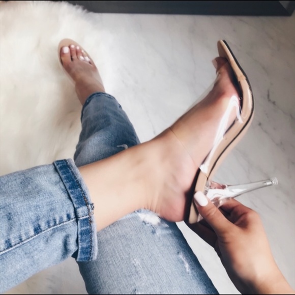 Nude Clear Heel Sandal (Last 2) - Picture 2 of 3